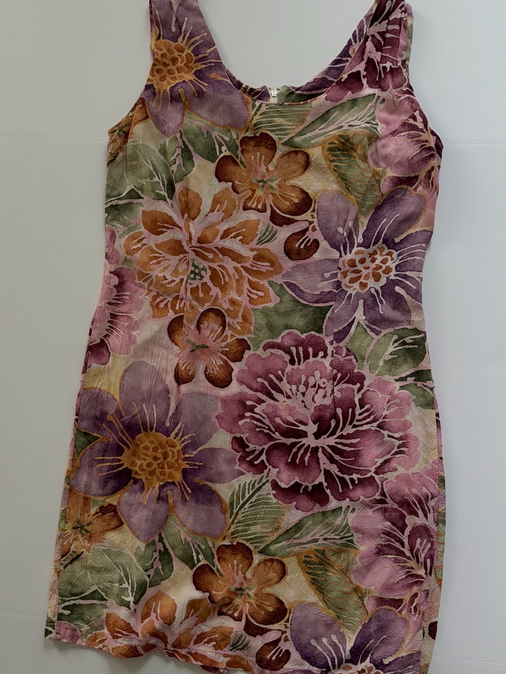 Jams World Mauve  Floral  Rayon Dress – Made in Hawaii – Medium – Vintage Boho